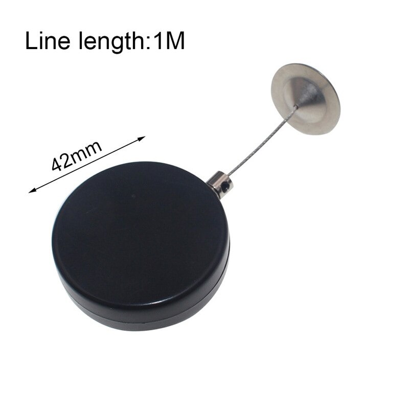 Stretch Beveiliging Pull Draad Doos Sieraden Stalen Kabel Intrekbare Anti-Diefstal Ketting Display Automatische Kronkelende Reel: Black 1meter round