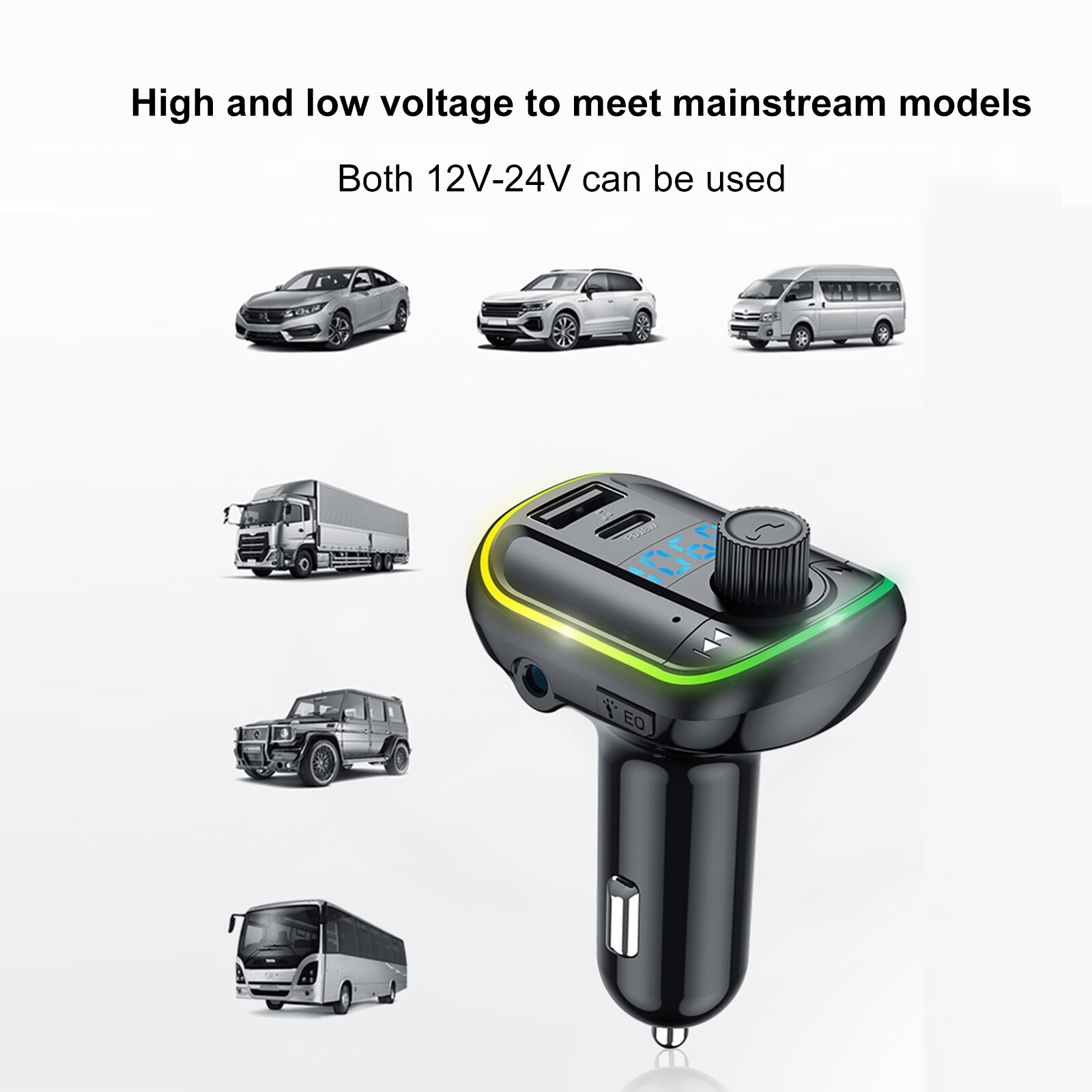 Autoradio mit  mp3 sendern,  bt 5.0 fm freisprecheinrichtung, audioempfänger, unterstützt tf-audio, udisk und 3.1a pd18w usb-c- und usb-anschlüsse