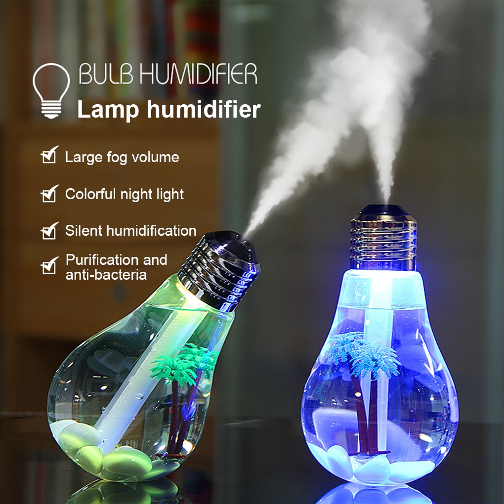 400ml USB Air Humidifier Bulb Humidifier Colorful LED Night Lamp Essential Oil Diffuser for Home Office