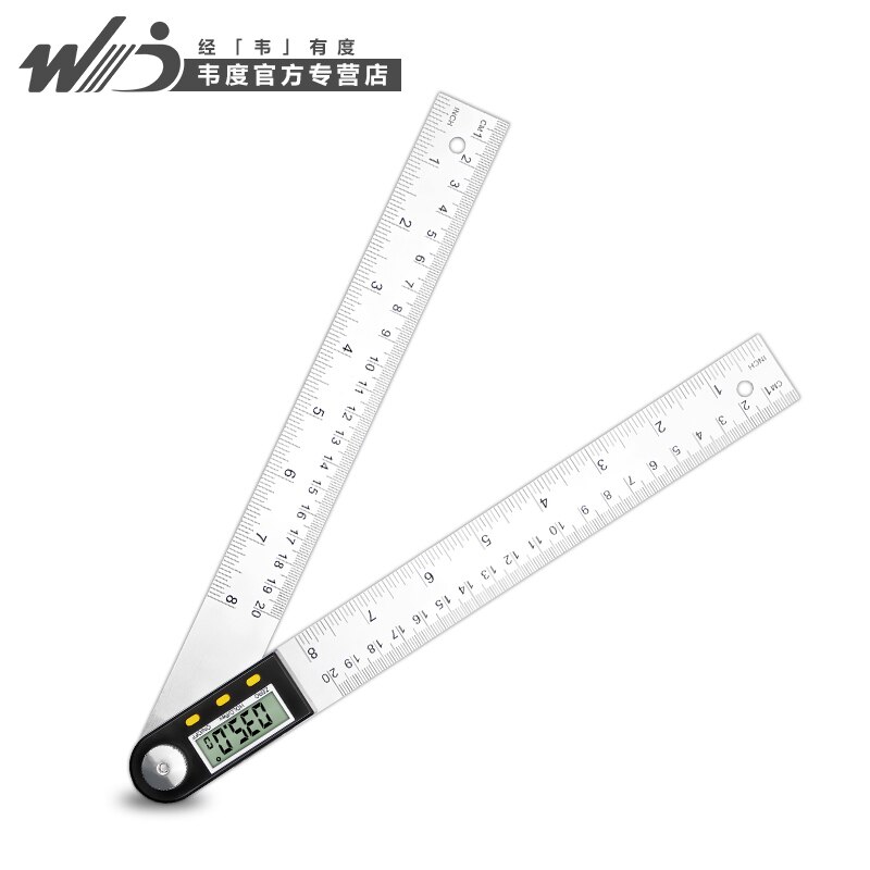 Waterproof electronic digital display protractor, stainless steel protractor, square woodworking angulometer angle ruler.