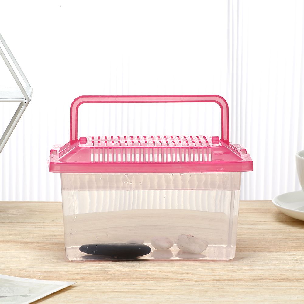 Bærbar mini akvarie akvarium kæledyrs opdræt firkantet boks til krybdyr transport hamster avl og klatring skildpadde formet boks