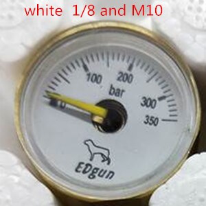 Kobber  m10*1 g1/8 tommer 350 bar mini lufttryksmåler, ed sort / hvid urskive 28mm trykmåler