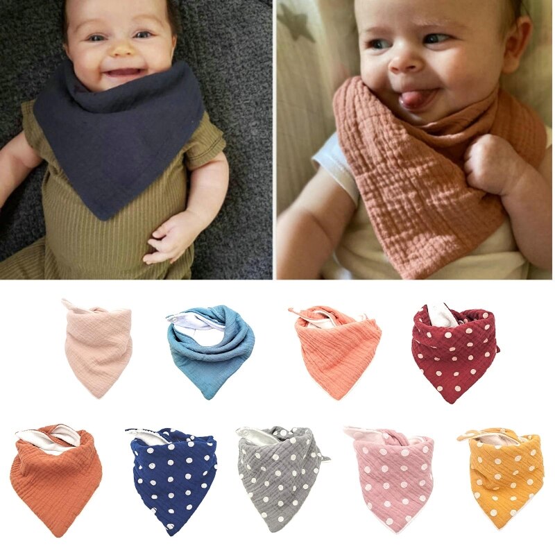 Bavoir d'alimentation en gaze douce pour bébé, serviette de salive pour tout-petit, écharpe triangulaire, tissu de rots, , 77HD