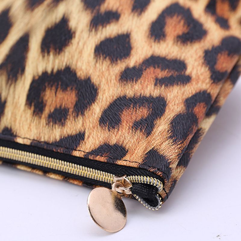 Rejse kosmetiktaske leopardprintet makeup-etui pose toiletartikler  lx9f