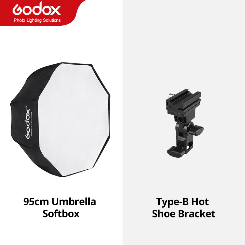 Godox softbox guarda-chuva portátil de 95cm, 37.5 polegadas com grade de favo de mel, suporte de luz, suporte de sapato para flash speedlight, imperdível: Kit 1