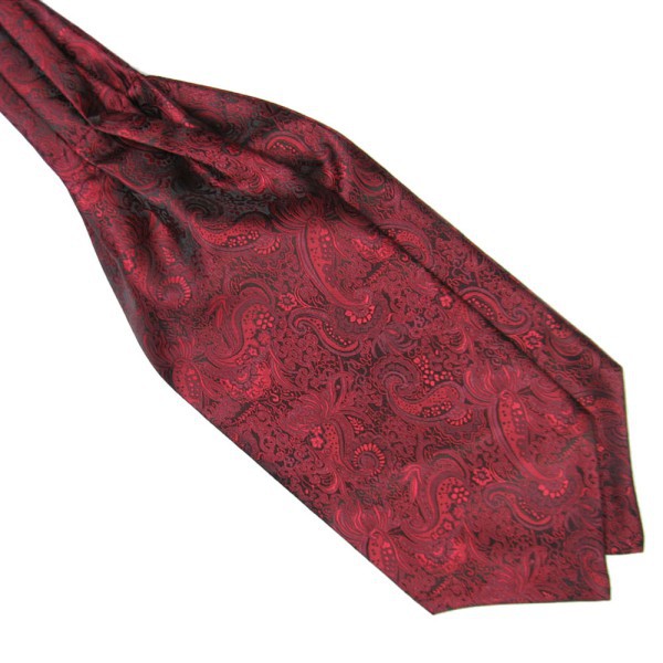 Cravate chaude Ascot cravate hommes cravate Satin auto cravate pour mariage: wine red