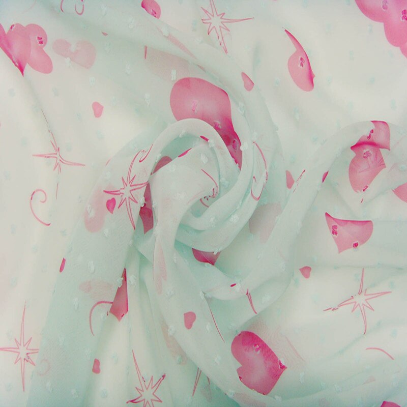 Tela de gasa con estampado de corazones y puntos suaves, materiales de malla de tul para vestidos, blusa de costura para mujer y ropa para niños DIY