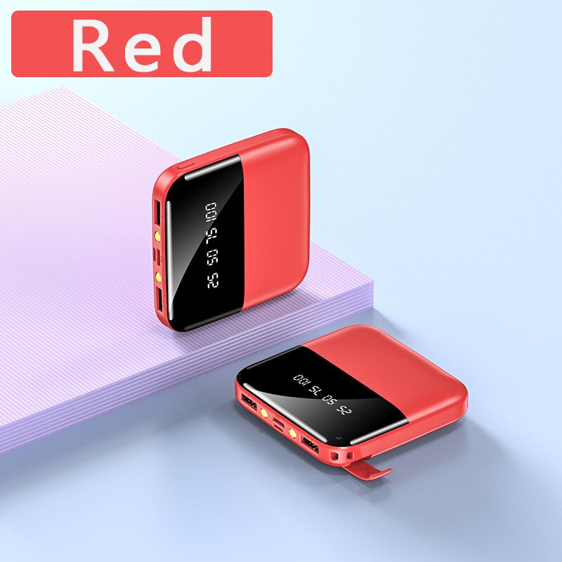 30000mAh Mini Power Bank Dual USB LED Display Poverbank Portable External Battery Charger Powerbank 30000 mAh For Mobile Phones: Red