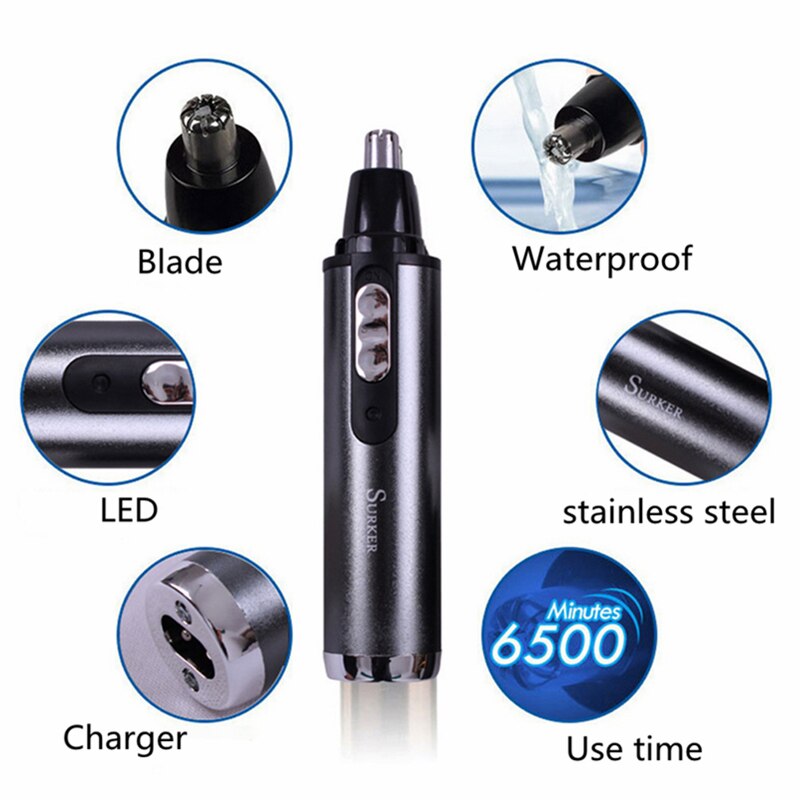 Surker Nose Hair Trimmer 3 in 1 Multifunctional Eyebrows Trimmer Waterproof Rechargeable Nose Hair Clipper micro tondeuse