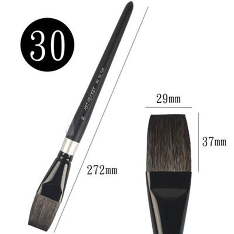 Platte eekhoornhaar aquarelverf penselen schilderpenseel voor aquarel, gouache, acrylverf kunstbenodigdheden: Vlak 30