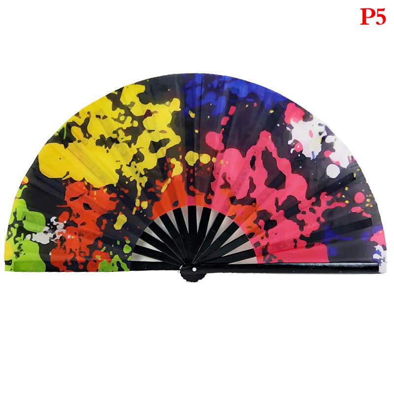 1pc Large Folding Hand Fan Fold Dot Rainbow Print Festival Handheld Fan 33cm Large Folding Hand Fan Handheld Fan For: P5