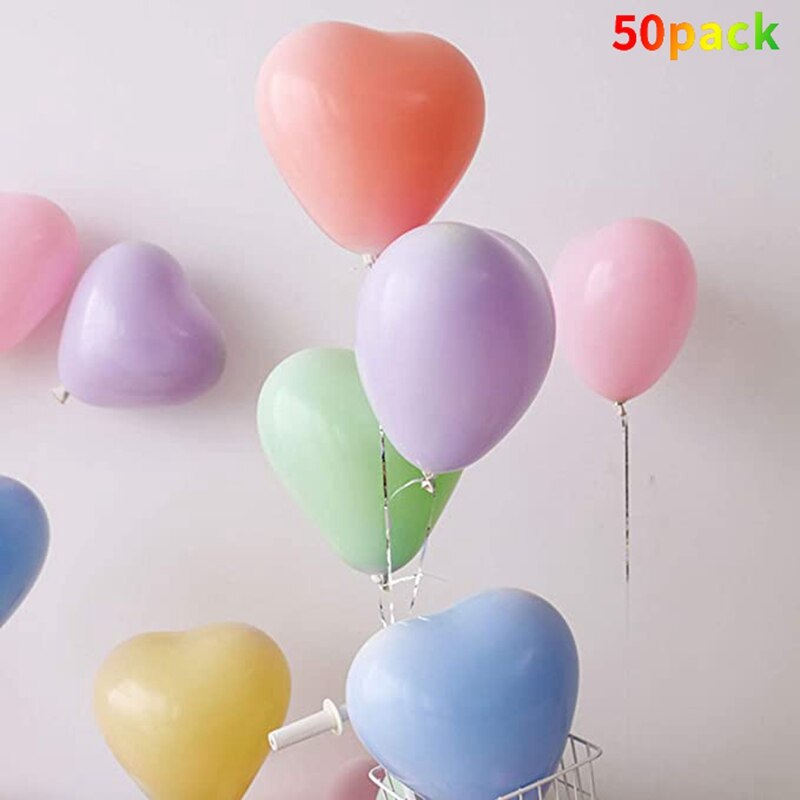 Kit mixto de globos de corazón, paquete de 50 globos de látex, decoración de arco de globo para fiestas o celebraciones con suministros para fiestas