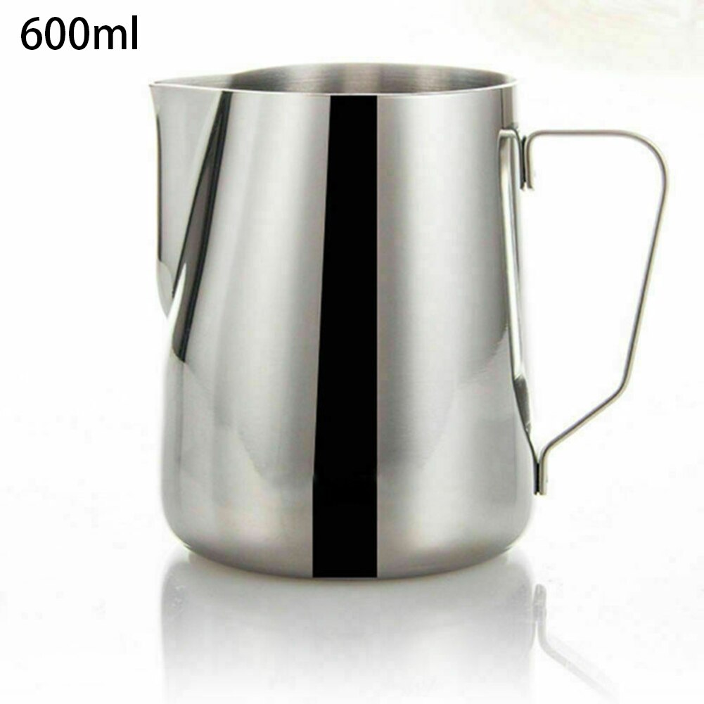 Stainless Steel Milk Jug Frothing Frother Coffee Latte Pitcher Measure Cup Milk Jug Frothing Coffeeware Cafe Cafetera: 600ml
