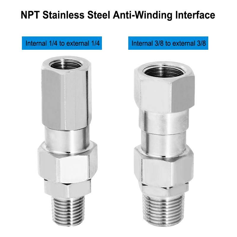 Giunto girevole per idropulitrice ad alta pressione SS Raccordi per tubi flessibili per idropulitrice da 3/8 pollici 4500 PSI Connettore di rotazione a 360 gradi Lavaggio auto