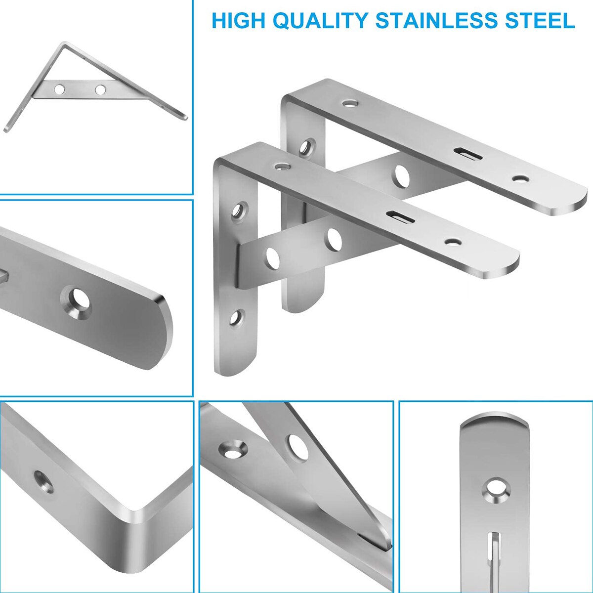 2 Stuks Wandmontage Plank Beugel 90 Graden Zware L Plank Beugels Rvs Ondersteuning Joint(155X250mm)