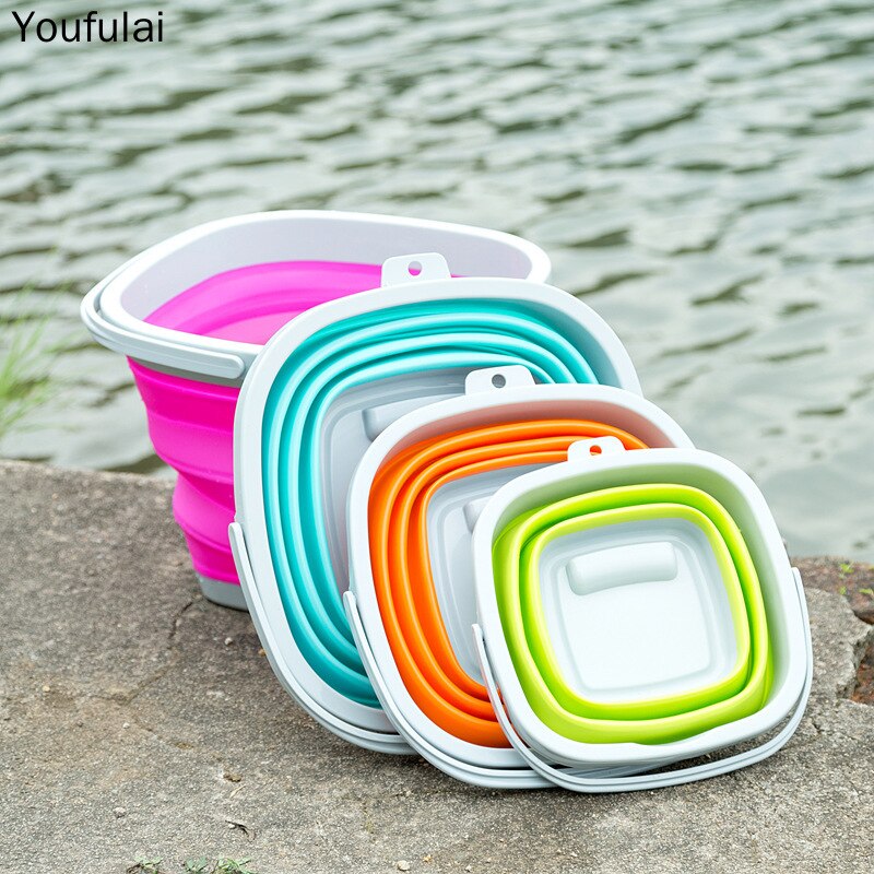 10L Siliconen Emmer Vissen Opvouwbare Vierkante Emmer Wasstraat Outdoor Vissen Levert Badkamer Keuken Kamp Emmer