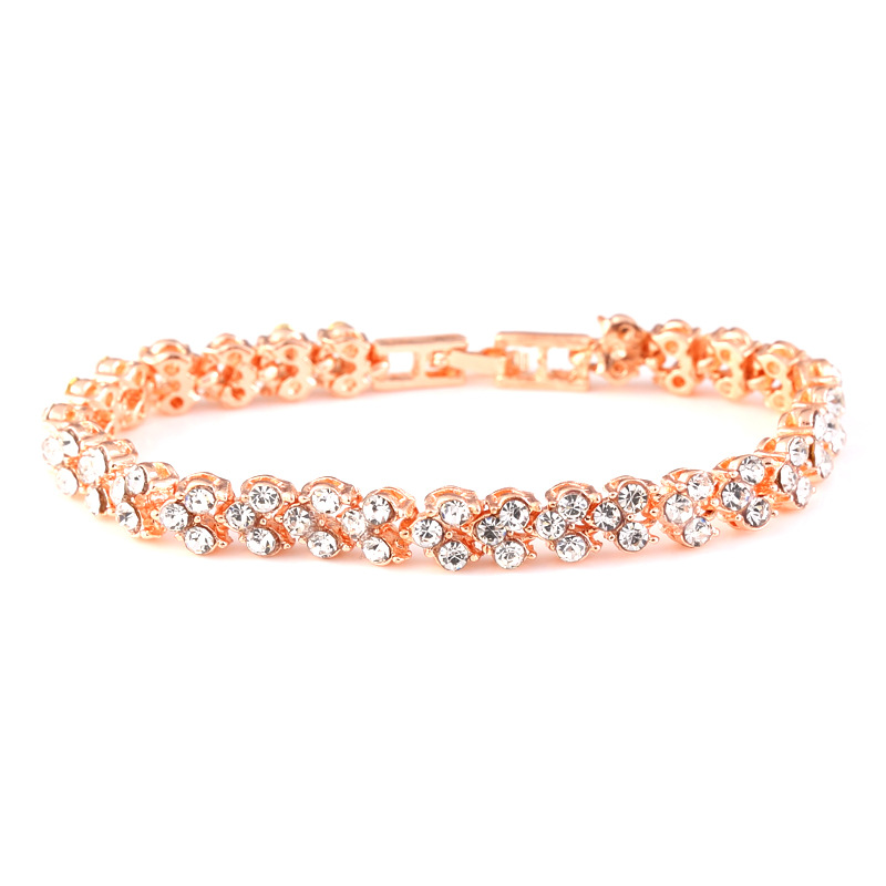 Elegante Kristall Strass Armband Frauen Hand Zubehör Schmuck: Champagne-Gold