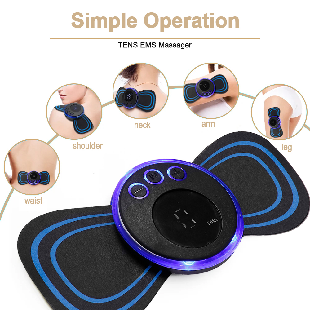 Tragbare ems Mikros trom Schmerz linderung Muskels timulator elektrische Puls Nacken Rücken massage gerät Mini Massage Patch mit Elektroden pads