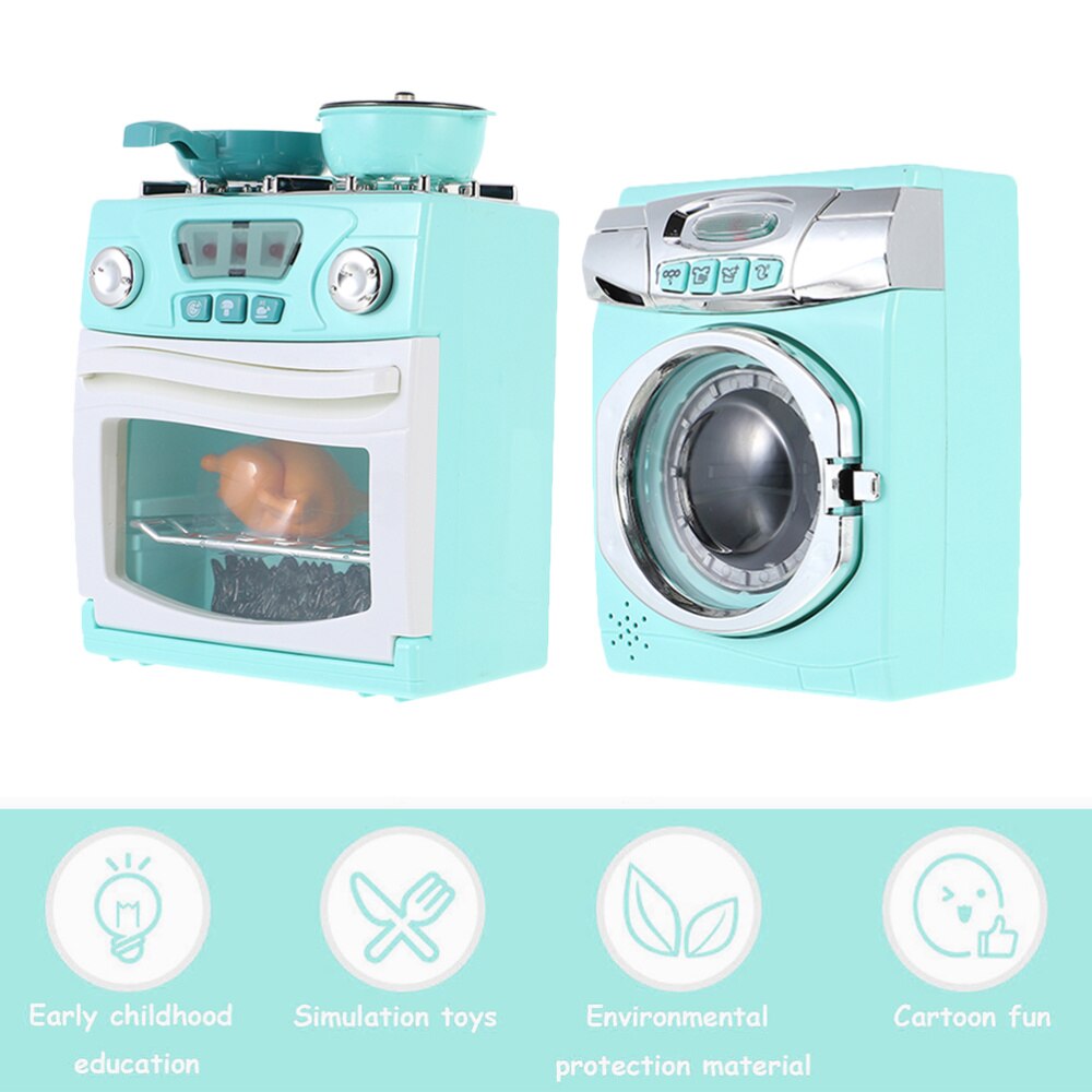2PCS Miniature Oven Washing Machine Mini House Small Appliances Model