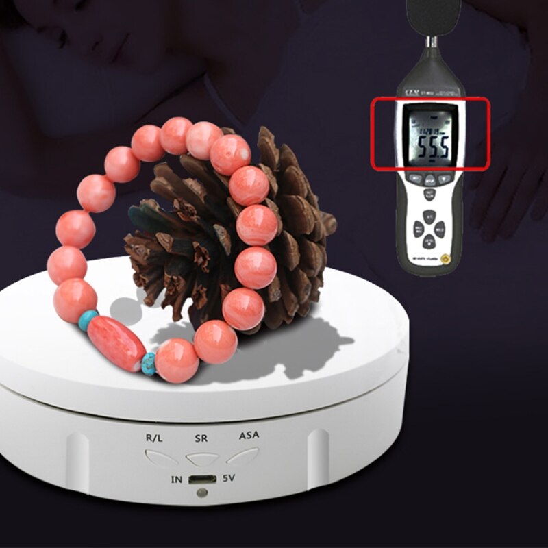 3 Speeds 14.6cm Intelligent Electric Rotating Display Stand Mirror Turntable Jewelry Holder Battery/USB Power