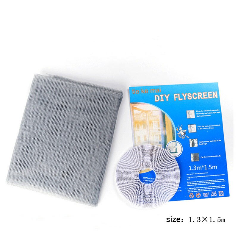 Insect Net Anti-mosquito Fly Mosquito 1.3*1.5m Adhesive Mosquito Screen Dustproof DIY Invisible 1Set Window Net 1.5*2m: Gray1.3 1.5m