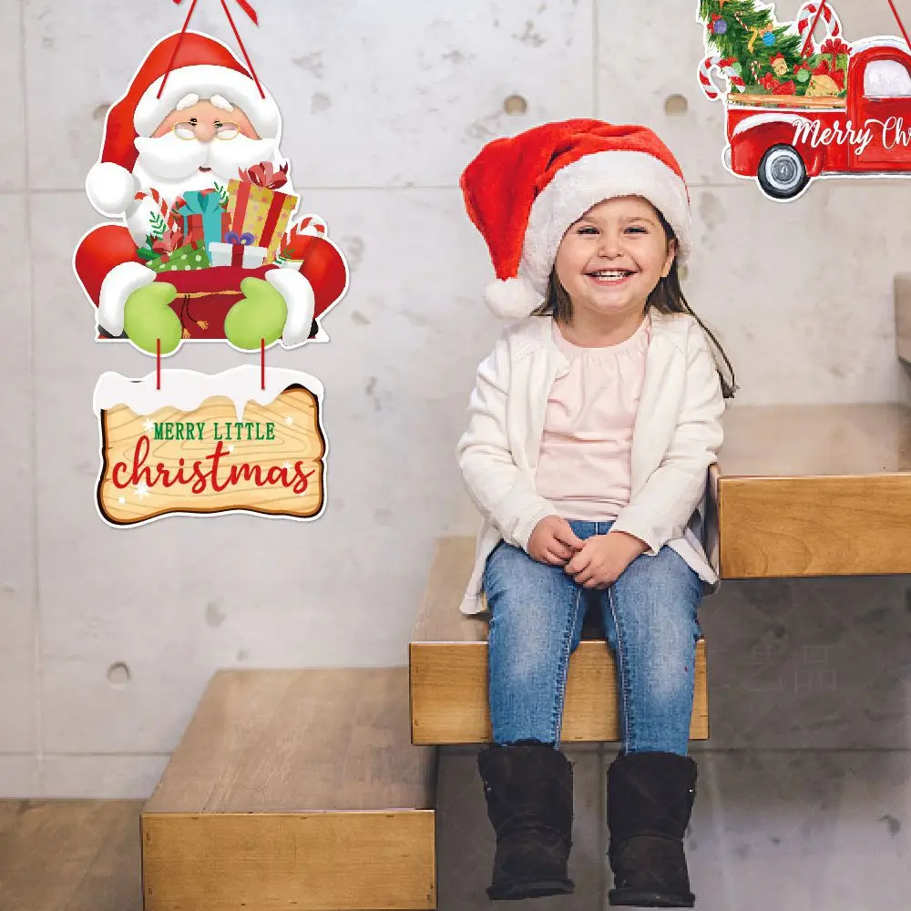 2024 Kerst Deurhanger Nieuwjaarsfeest Hangers Kerstman Sneeuwpop Elanden Papieren Banner Vrolijke Kerstdecoratie voor thuis