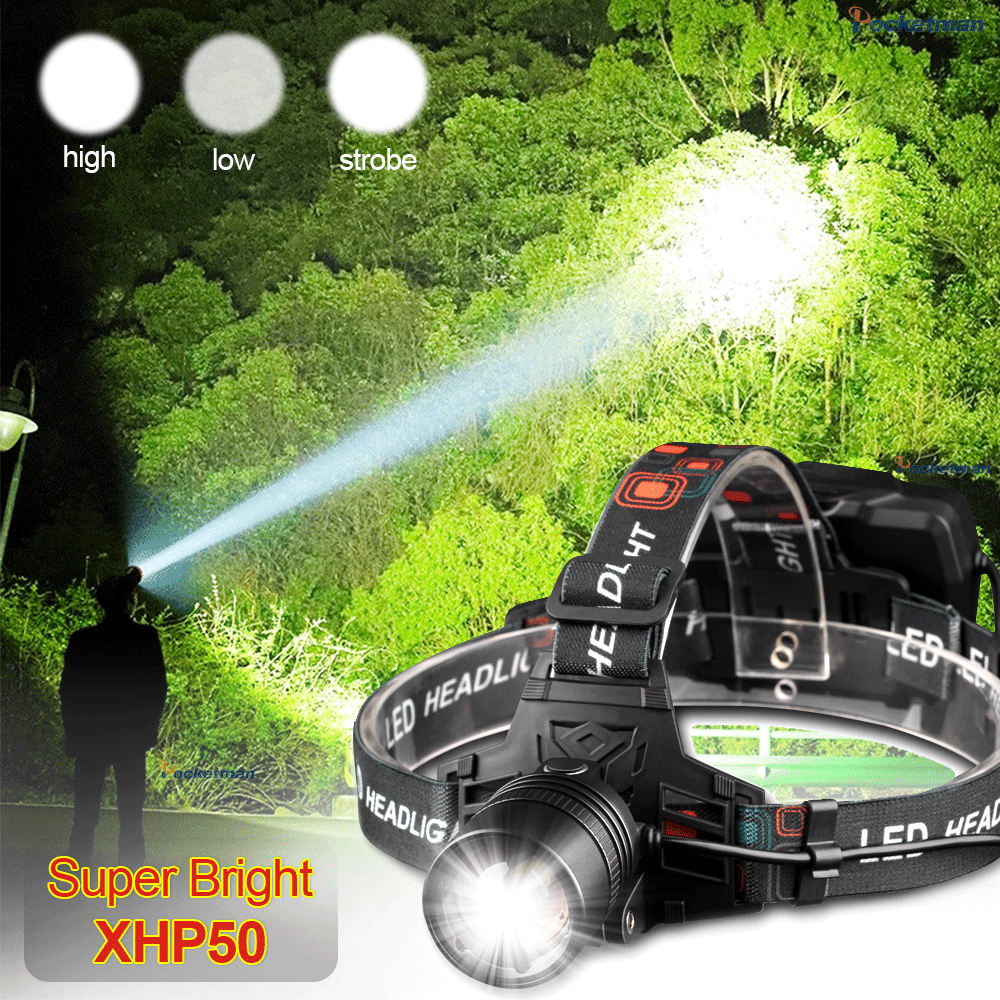 Super Krachtige Koplamp USB Oplaadbare Koplamp XHP70 XHP50 LED Head Light Zoomable Head Lamp Waterdicht Hoofd Front Light