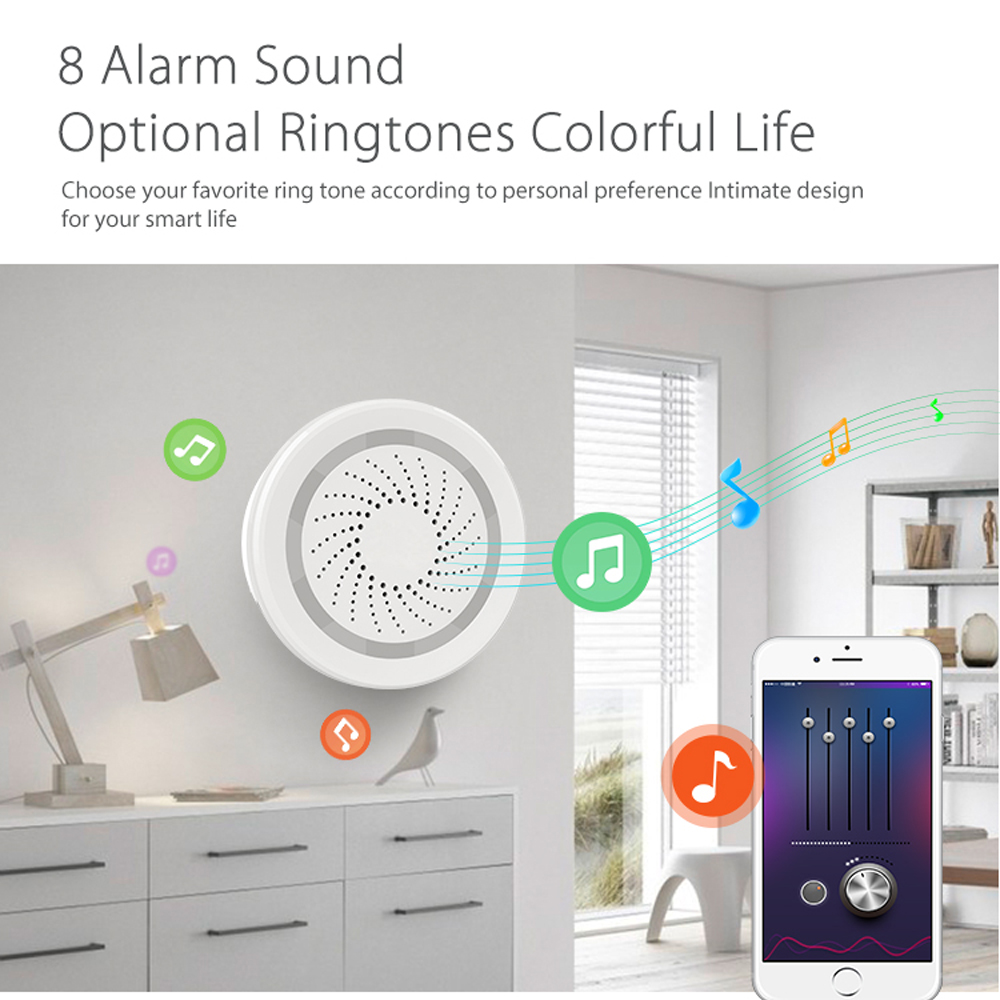 NEO Coolcam Temperature Humidity Alarm Sensor Wifi Siren Tuya Compatiable With Echo Google Home Assistant