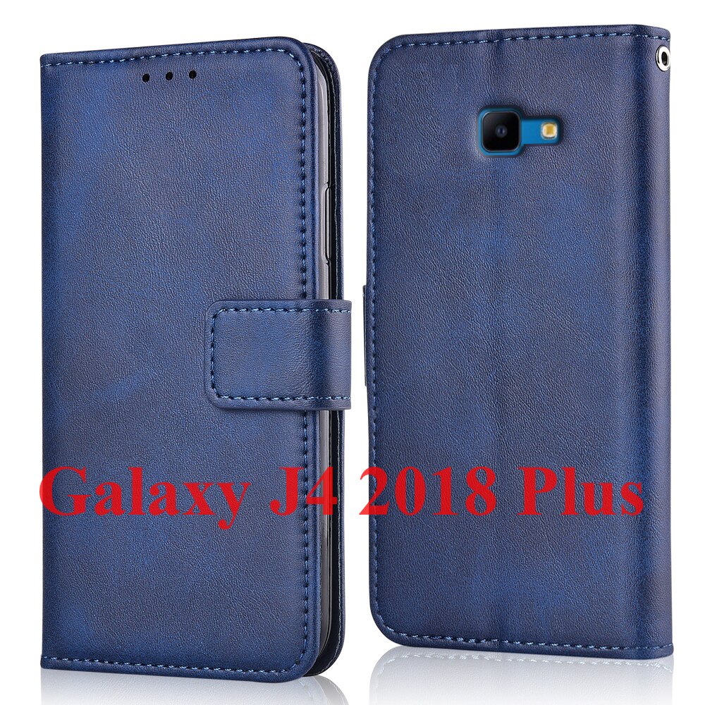Til samsung  j4+  pung læderetui til samsung galaxy  j4 plus bagcover til samsung  j4 j 4 j400 plus  j415 j42018 etui