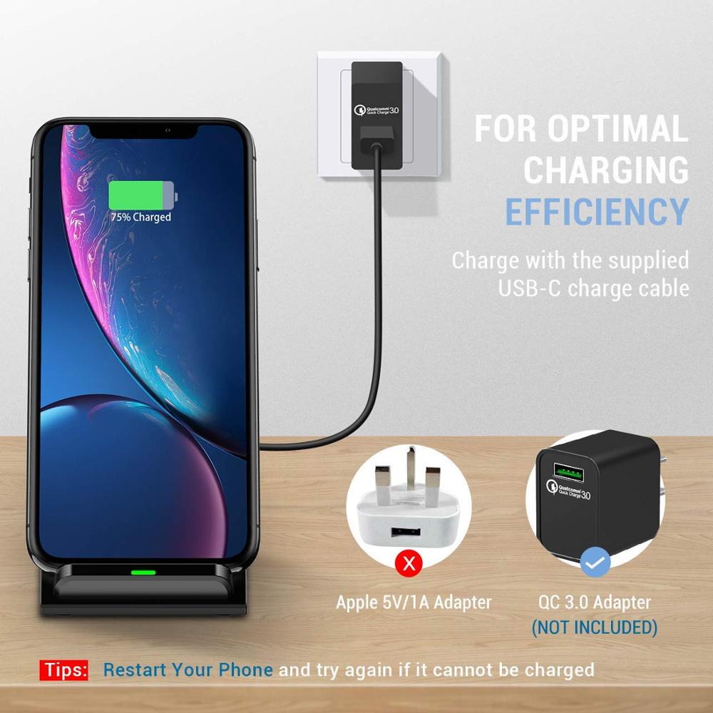 DCAE 7,5 W/10 W/15 W rápida cargador inalámbrico Qi de carga QC 3,0 para iPhone 11 XS XR 8X8 Airpods Pro Samsung S10 S9 S8 Nota 10 9