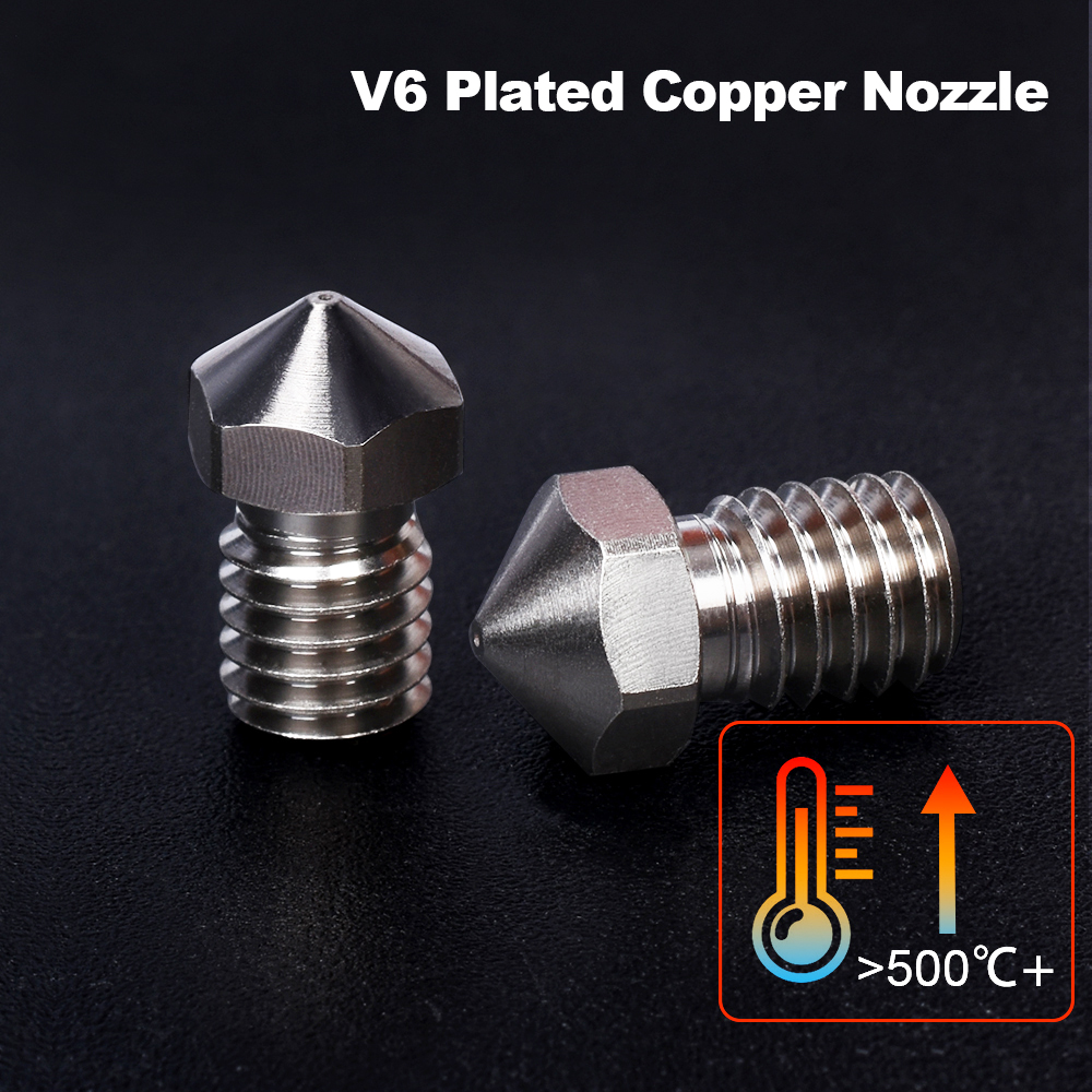 Boquilla DE COBRE chapado V6 de alto rendimiento, piezas duraderas para impresora 3D, rosca M6 de filamento de 1,75 MM para extrusora E3D V6 Hotend Titan BMG