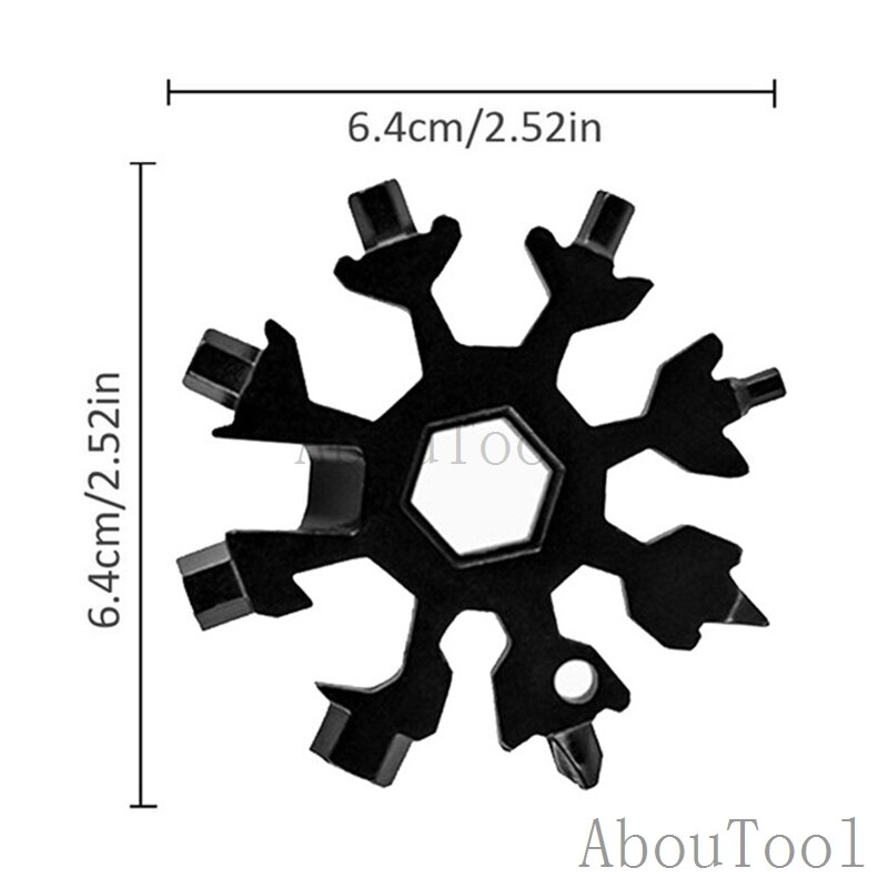 18 en 1 flocon de neige clé outil de poche porte-clés clé hexagonale multifonction polyvalent camp survivre en plein air randonnée cyclisme vélo outils