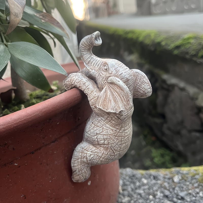 Maceta colgante de elefante, decoración encantadora para balcón y jardín, escultura de animal adorable, Ideal para amantes de los elefantes, 1 ud.