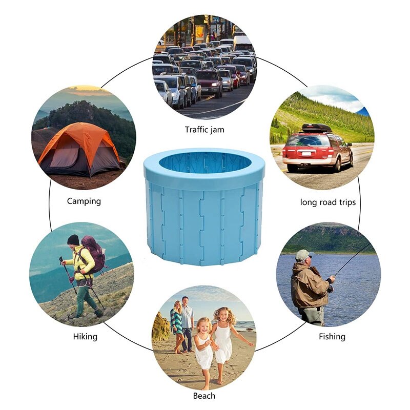 Portable Folding Toilet Seat Commode Porta Potty Car Toilet Bucket for Camping Hiking Long Trips Traffic Jam