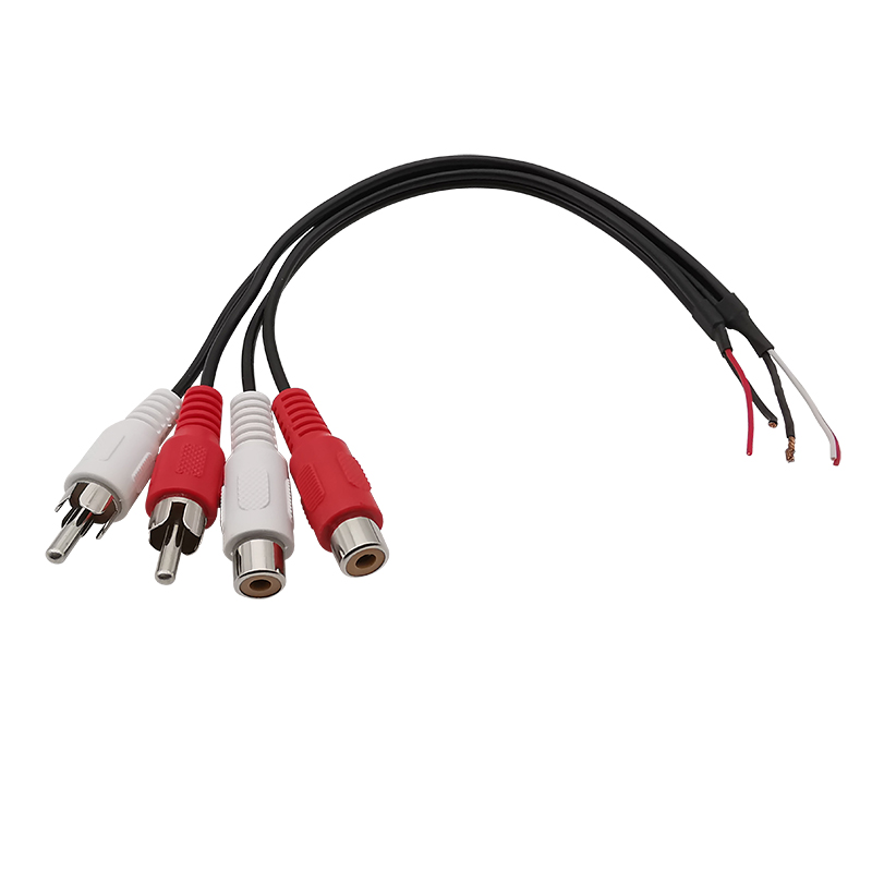 Rca Mannelijke Stekker/Rca Vrouwelijke Socket Naar Blote Draad Open Einde Audio Videocamera Kabel Verlenging Solderen Diy Snoer Connector: Bruin