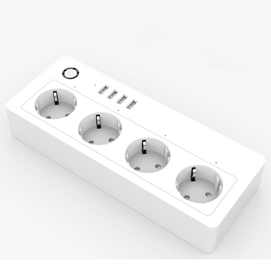 Regleta de potencia inteligente con enchufe WiFi de 16A, enchufe multienchufe con 3 salidas de CA y 2 puertos de carga USB, Control por voz, funciona con Alexa google home: EU Plug 4AC