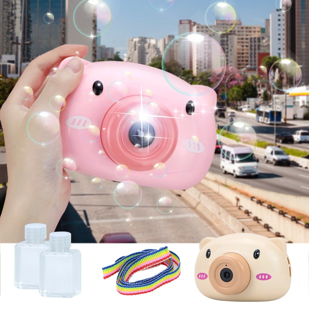 Automatische Grappige Leuke Cartoon Varken Dier Zeep Kinderen Bubble Maker Camera Bad Wrap Machine Speelgoed Bubble Cadeaus Voor Kinderen En meisjes