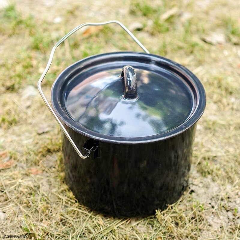 Enamel picnic stew pot, multifunctional picnic barrel, outdoor open fire heating