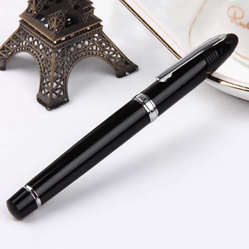 Pluma estilográfica clásica de Duke 911 gran forma de tiburón Noble negro completo Metal iridio medio pluma de escritura suministros de oficina de negocios