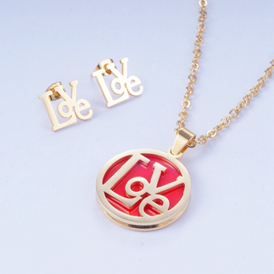 Yunkingdom conjunto de joyas corazón redondo delfín resina Acero inoxidable conjuntos de joyas COLLAR COLGANTE pendientes para mujeres: BLS0050