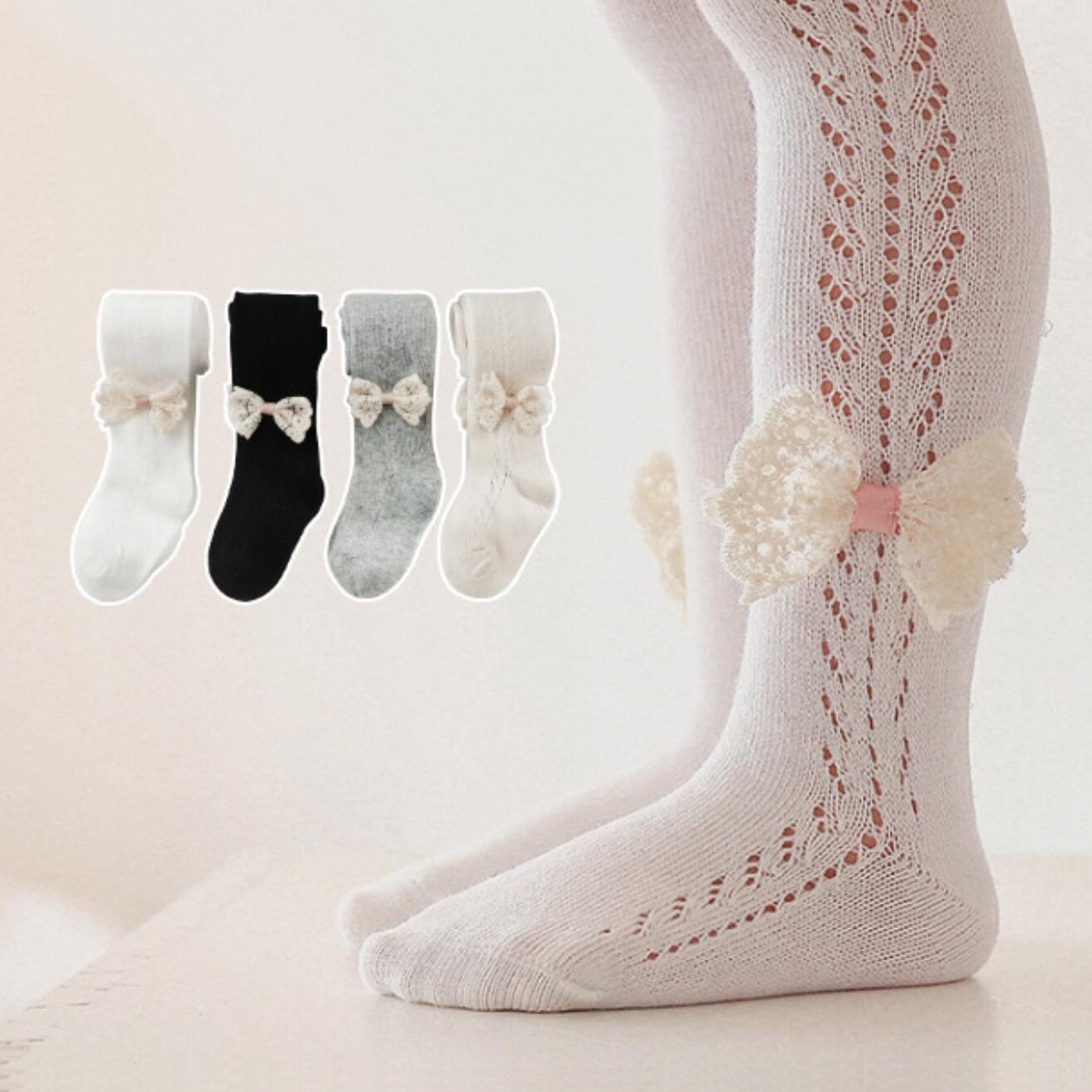 Zoete Kant Strik Side Priness Meisjes Panty Lente Elegante Mesh Panty Voor Meisje Kous Katoen Ademend Kids Broek