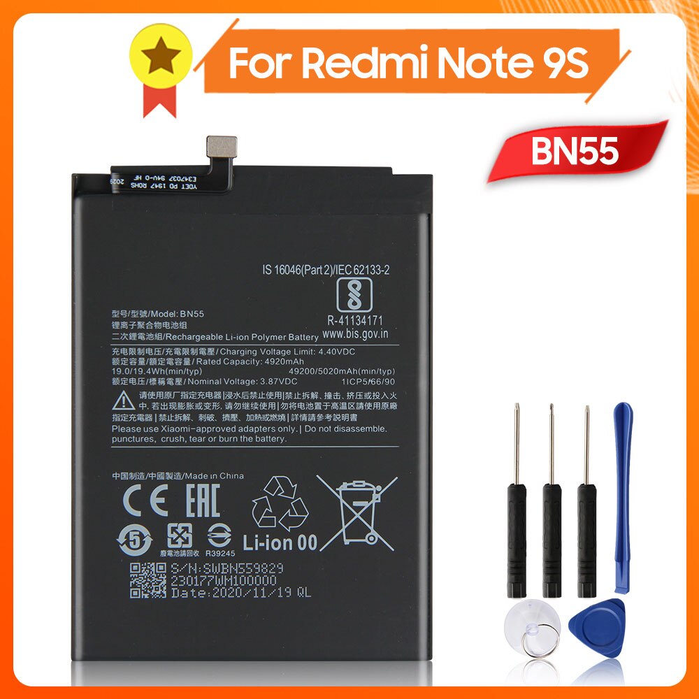 BN53 BN54 BN55 batteria del telefono per Redmi Nota 9S Redmi Nota 9 Redmi Nota 9pro batteria Nota9 pro: BN55-Redmi Note 9S
