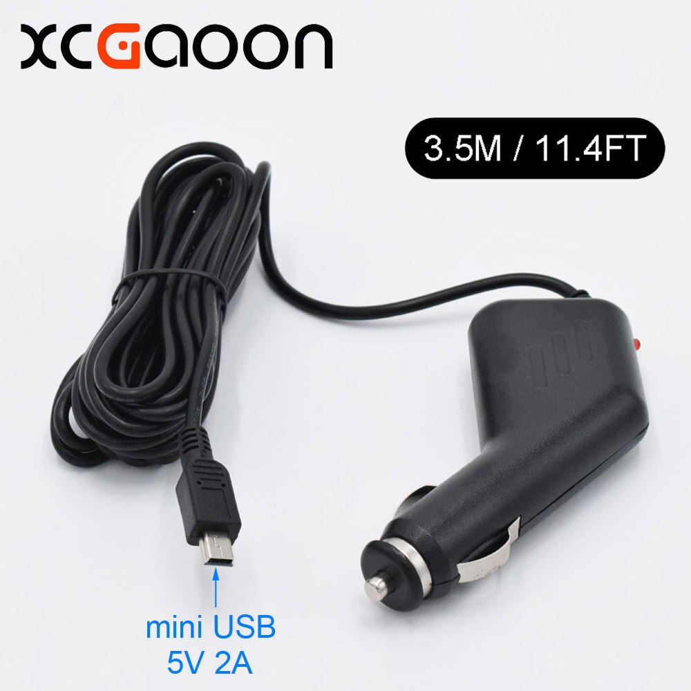 XCGaoon 5 V 2A mini USB Autolader voor Auto DVR Camera Recorder/GPS Navigator, input DC 12 V-24 V, kabel Lengte 3.5 m (11.4ft)