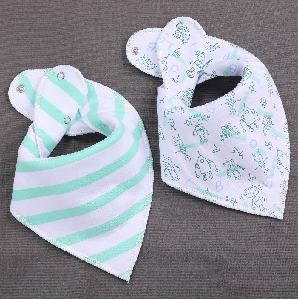 Bavettes unisexe pour bébés, en Bandana, 2 pièces, boutons ajustables, pour bavoirs pour -né, 100% coton, accessoires utiles pour bébés: K20026