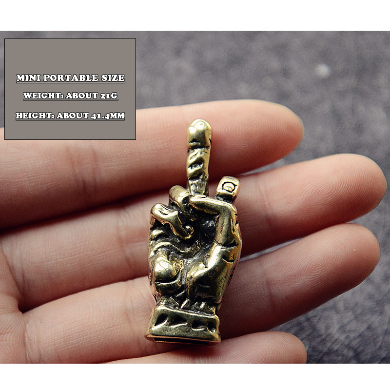Mini mässing händer finger upp staty bärbar punk stil dekoration prydnad skulptur hemmakontor skrivbord prydnad rolig leksak