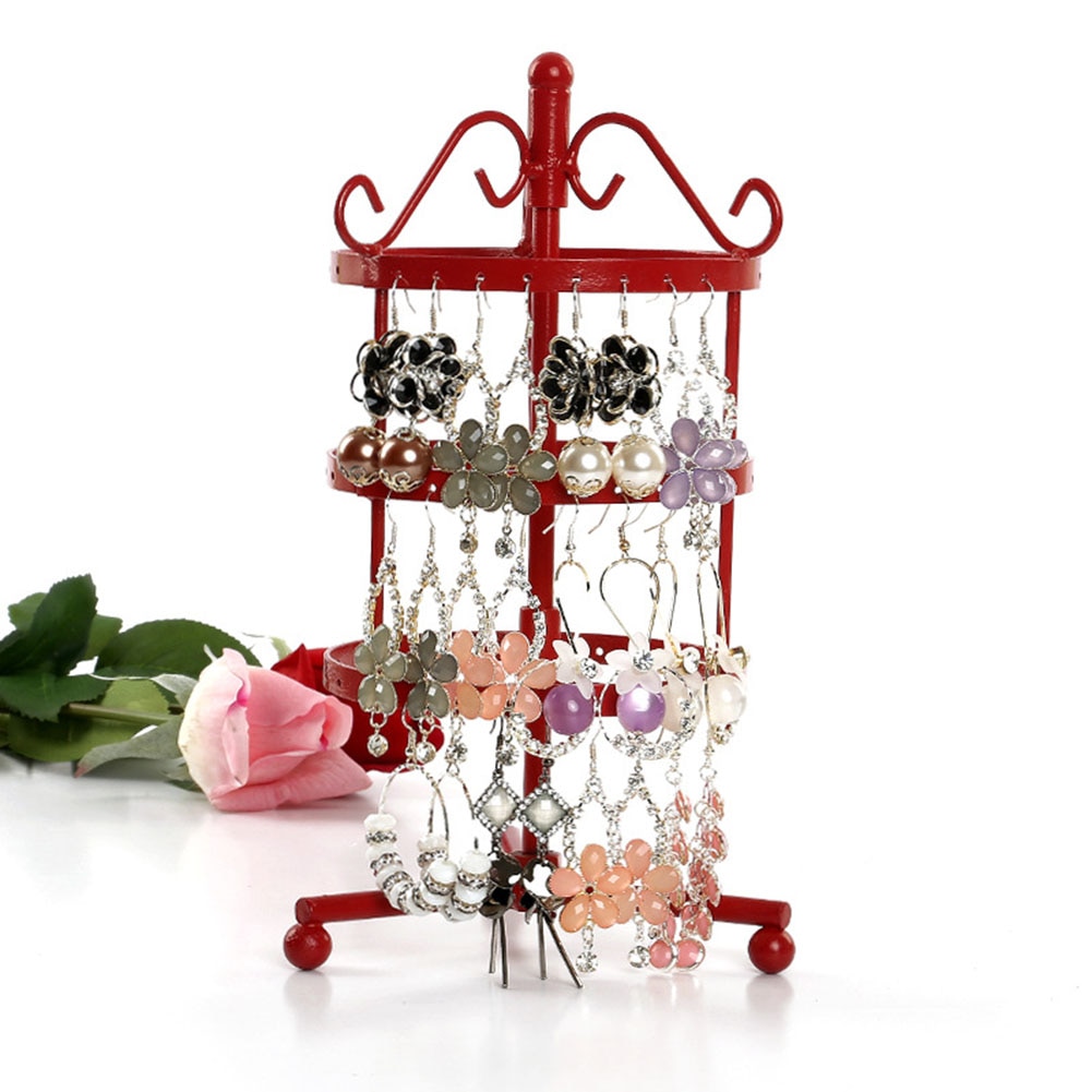 3 Tiers 72 Löcher Runde Ohrringe Display Rack Metall Rotierenden Schmuck Ständer Halter