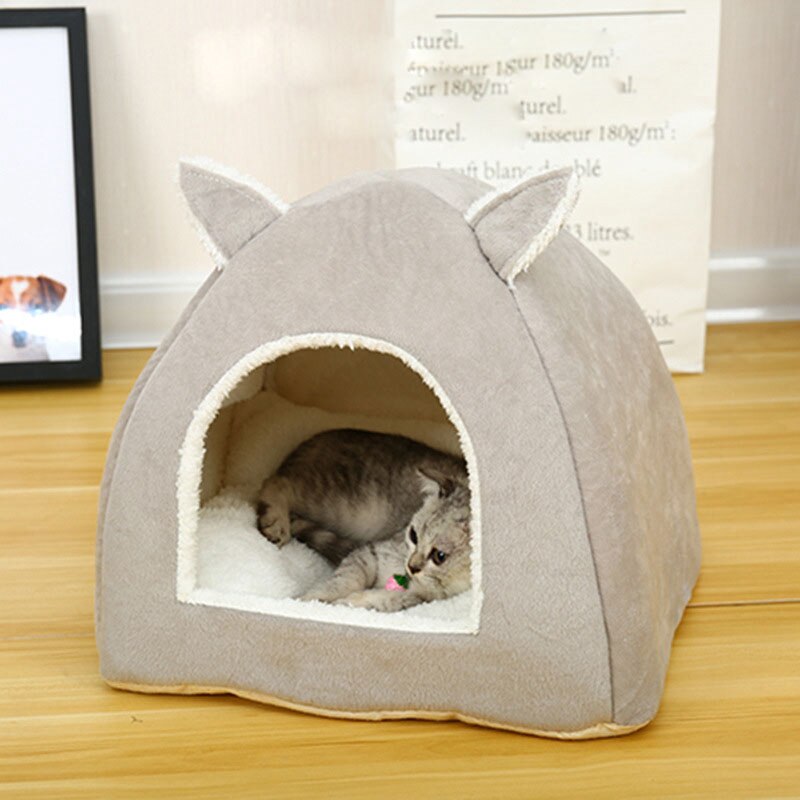 Hundesenge til hvalpe katte blødt sammenfoldeligt hus blødt varme kæledyrssenge firkantet sovepose til lille hund kattekurve reden dgwa 15: Stil c / L 45 x 45 x 40cm