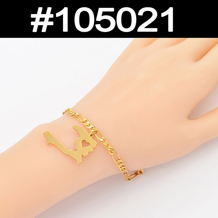 Anniyo charme haiti kort armbånd armbånd mænd kvinder pige ayiti kort smykker haiti tilbehør link chain armbånd  #104521: 105021 / Kun armbånd 21cm
