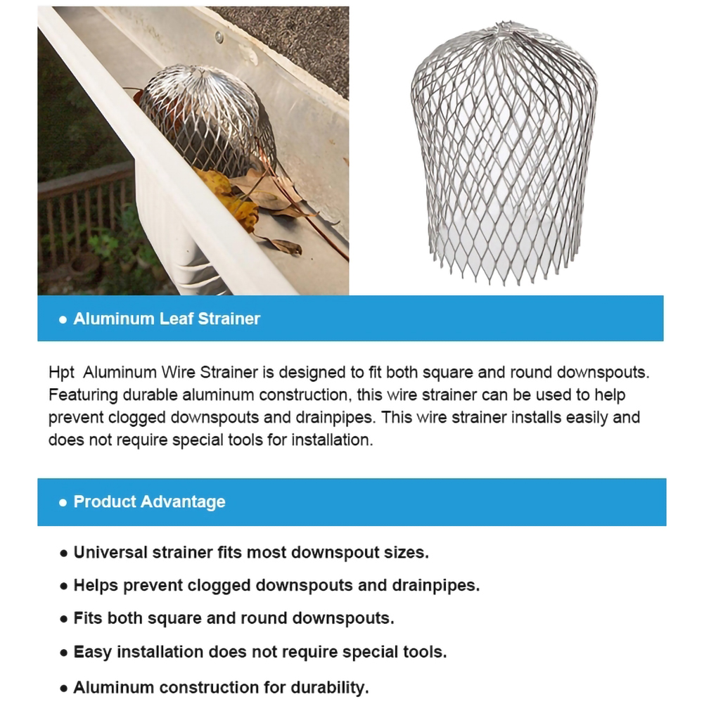 Havearbejdsværktøj og udstyr tagrendebeskyttelsesafløb i rustfrit stål filterfilter stopper blade og er lette at rengøre blade