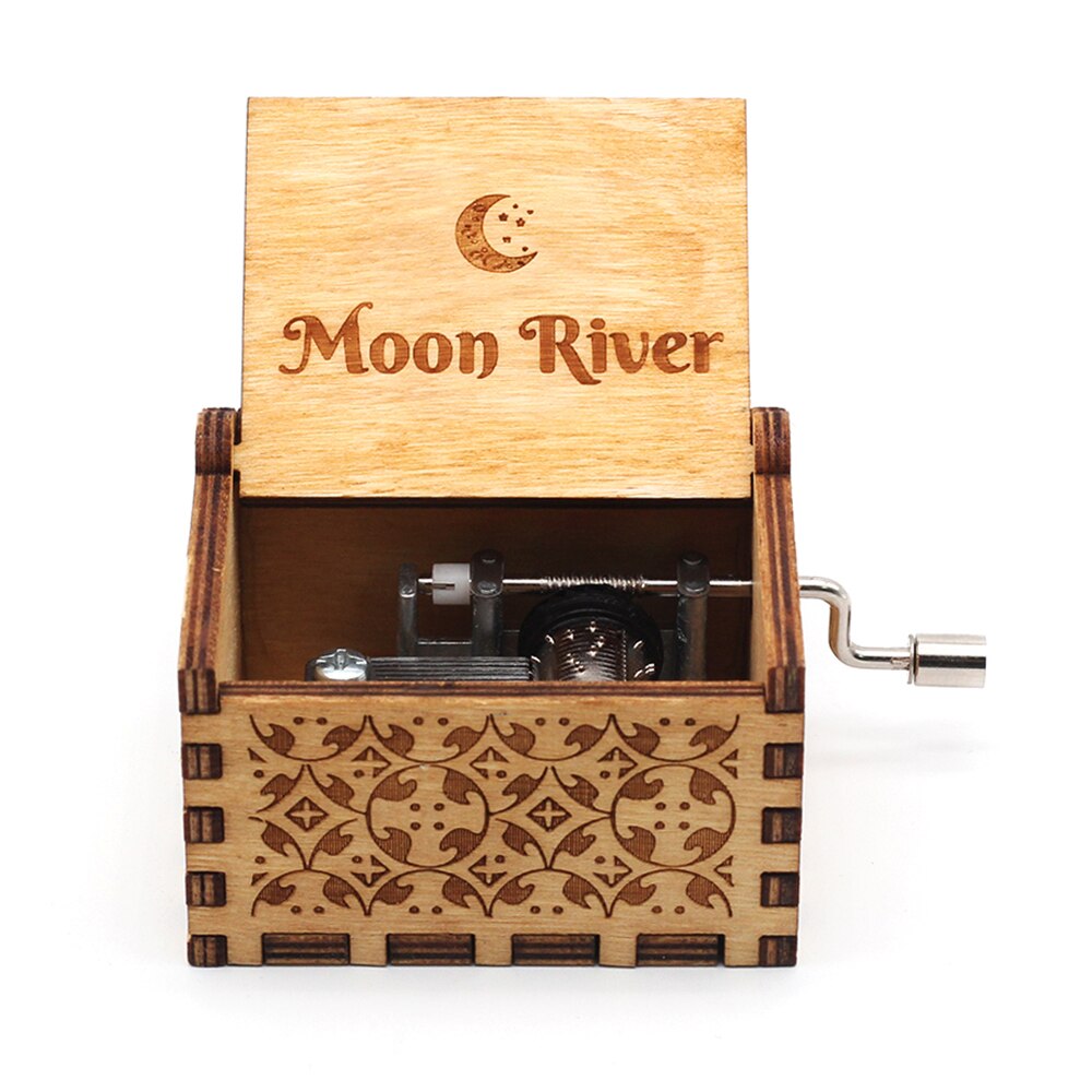 Graveren Handgemaakte Houten Muziekdoos Hand Crank Music Box Antieke Gesneden Vintage Aanwezig Kerst Cadeau Voor Liefhebbers: 03